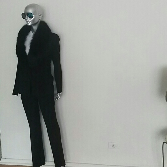 VERSACE 🇮🇹 fur collar pin stripe suit 29/S